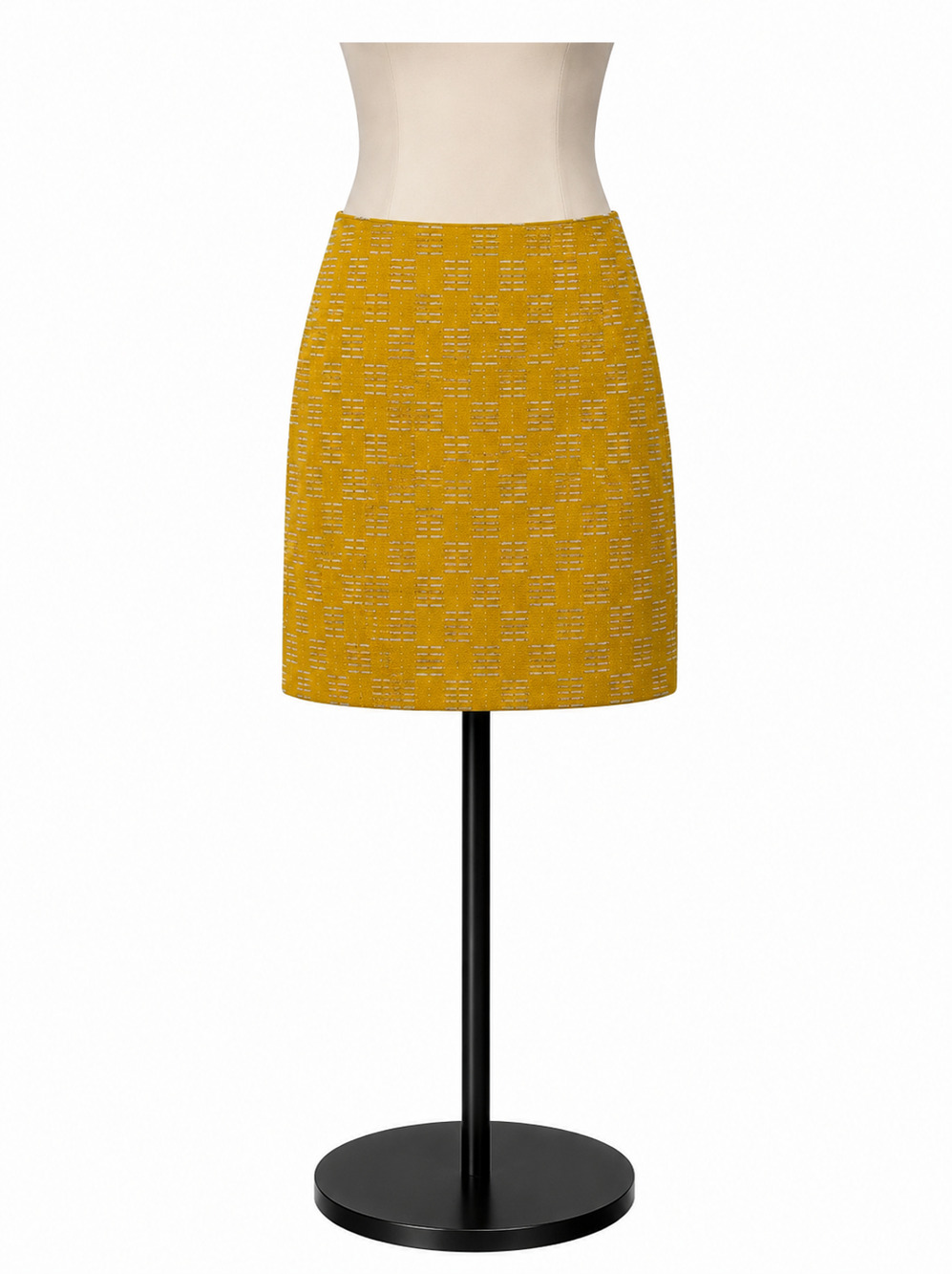 Ann Taylor Metallic Dash Grid Mini Skirt Mustard Yellow Size 12